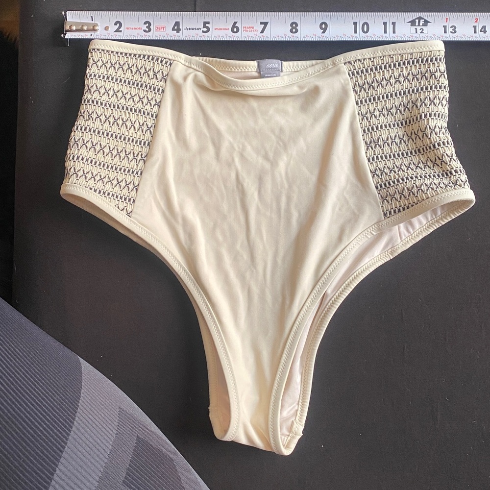 Arie High-Waisted Cream Bikini Bottom